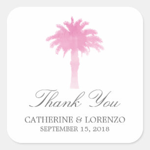 Sticker Carré Aquarelle Serene Palm Tree   MERCI