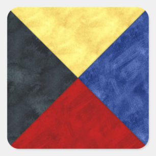 Sticker Carré Aquarelle Signal nautique Pavillon maritime