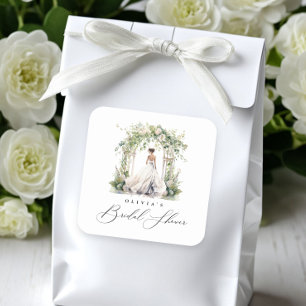 Sticker Carré Aquarelle Verdure Fête des mariées florale