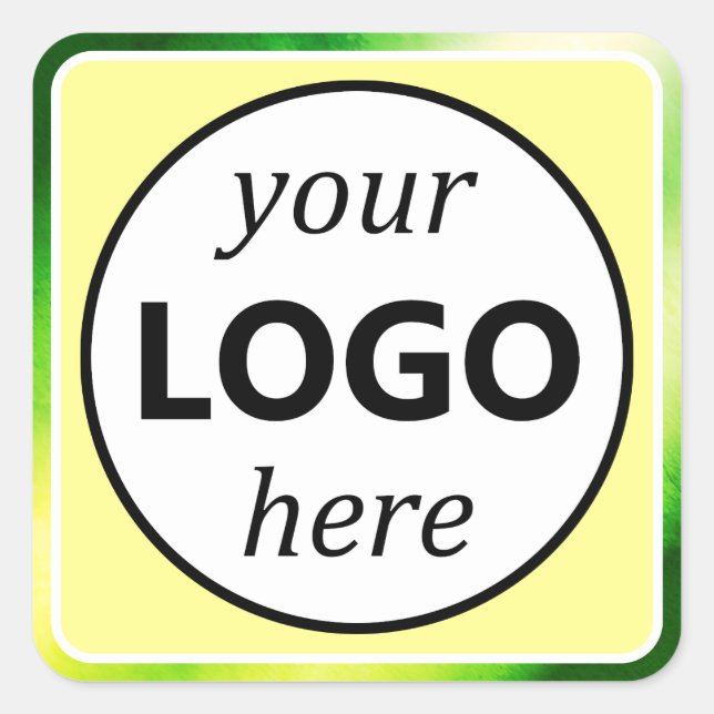 Sticker Carré Aquarelle verte jaune Natur Votre Logo Ici (Devant)