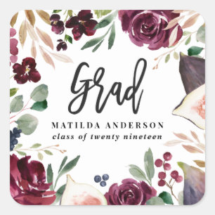 Sticker Carré Aquarelle violette graduation florale