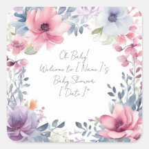 Aquarelle Whimsical Baby shower Floral Oh Baby