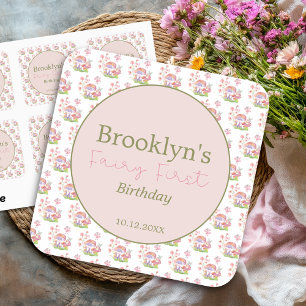 Sticker Carré Aquarelle Whimsical Floral Champhroom Fairy First