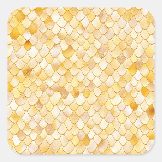 Sticker Carré Aquarelle Wonky Gold Parties scintillant métal sir (Devant)