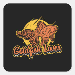 Sticker Carré Aquarium Lover de poisson d'or Vintage Retro Poiss