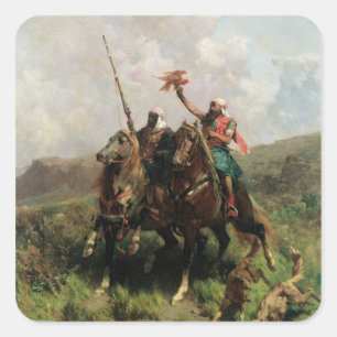 Sticker Carré Arabes avec un faucon