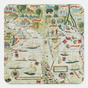 Sticker Carré Arabie et Inde, de l'Atlas Miller, c.1519