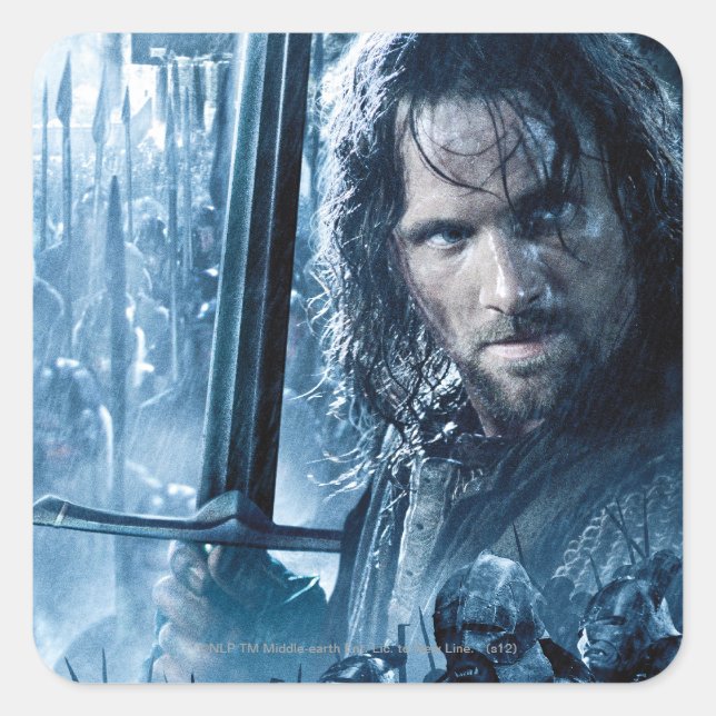 Sticker Carré Aragorn contre Orcs (Devant)
