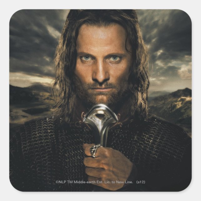 Sticker Carré Aragorn épée vers le bas (Devant)