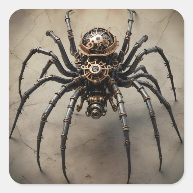 Sticker Carré Araignée Steampunk (Devant)