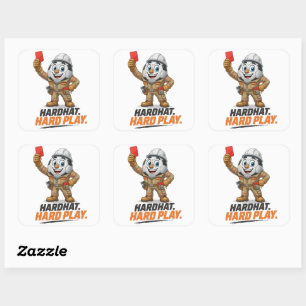 Sticker Carré Arbitre de football à casque de chantier