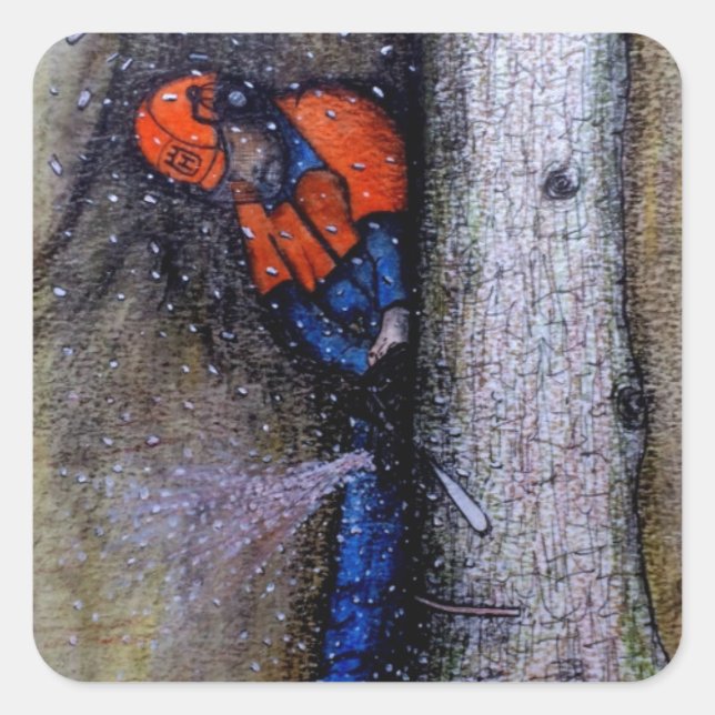 Sticker Carré Arborist tree surgeon husqvarna (Devant)