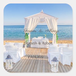 Sticker Carré Arbour de mariage de plage tropicale