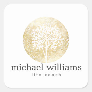 Sticker Carré Arbre à eau dorée