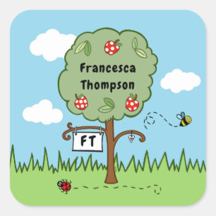 Sticker Carré Arbre de célébration personnalisée pour enfants
