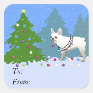 Sticker Carré Arbre de décoration pour chien de taureau français