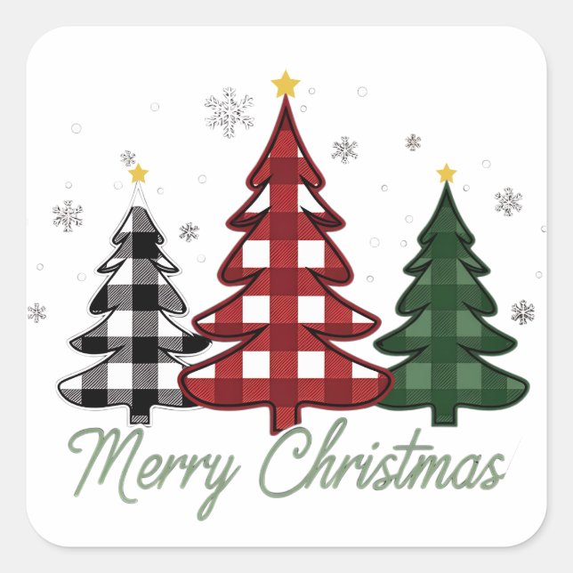Sticker Carré Arbre de Noël (Devant)