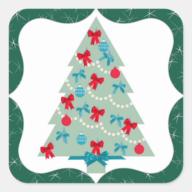 Sticker Carré Arbre de Noël (Devant)