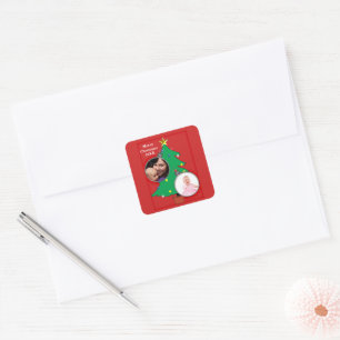 Sticker Carré Arbre de Noël avec vos photos