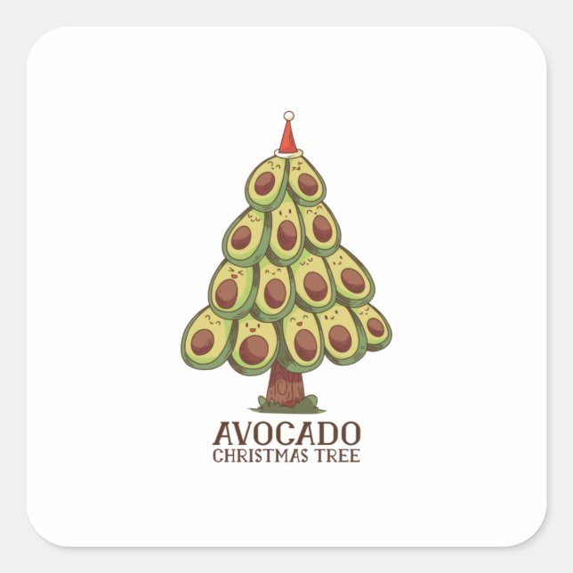 Sticker Carré Arbre de noël de l'Avocado (Devant)