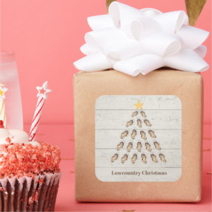 Sticker Carré Arbre de Noël de l'huître de basse-campagne sur pl