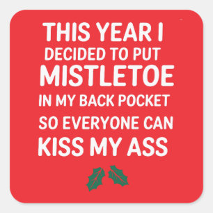 Sticker Carré Arbre de Noël drôle Noël hilarant Noël grossier