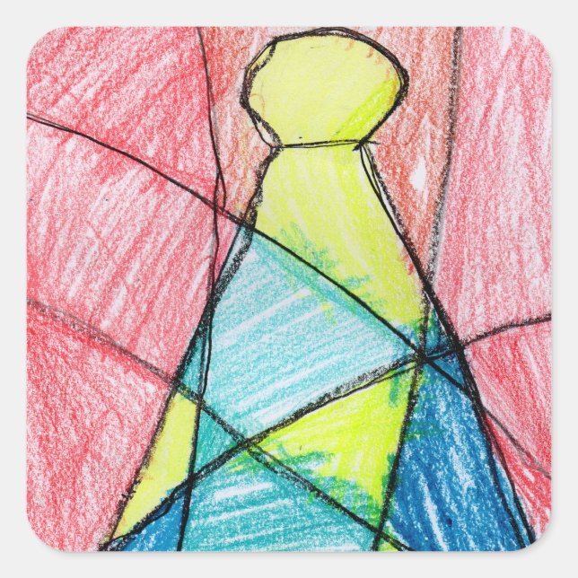 Sticker Carré Arbre de Noël en verre tendu (Devant)