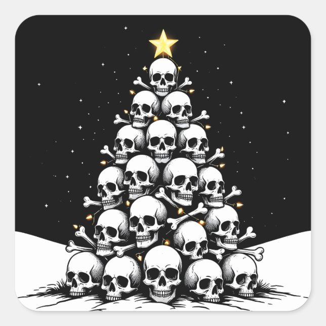 Sticker Carré Arbre de Noël gothique III (Devant)