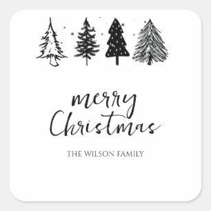 Sticker Carré Arbre de Noël minimaliste élégant