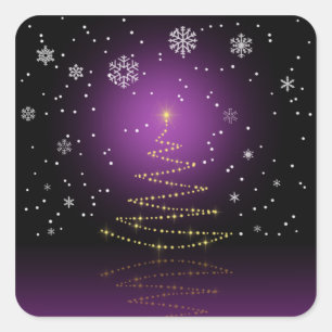 Sticker Carré Arbre de Noël moderne et brillant