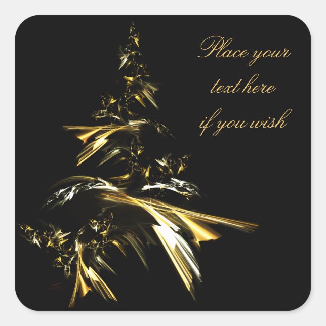 Sticker Carré Arbre de Noël sur Noir 001 (Devant)