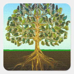 Sticker Carré Arbre de vie Plaisirs simples de la vie