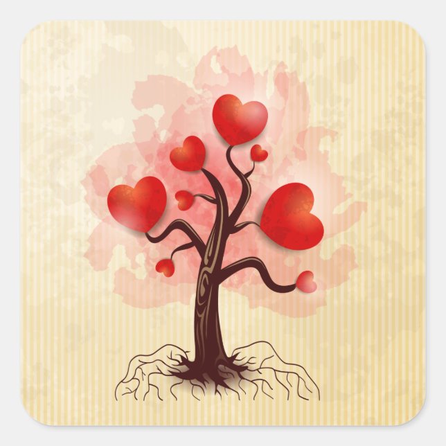 Sticker Carré Arbre des coeurs (Devant)