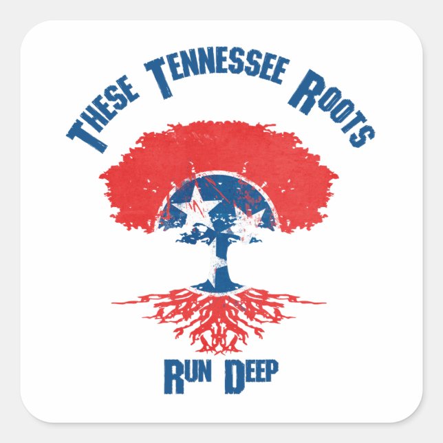 Sticker Carré Arbre indicateur des racines du Tennessee (Devant)