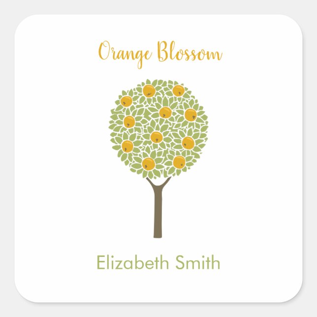 Sticker Carré Arbre orange personnalisable (Devant)