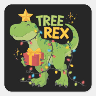 Sticker Carré Arbre Rex Famille de dinosaures Noël Groupe Corres