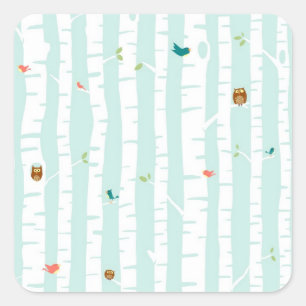 Sticker Carré Arbres au printemps