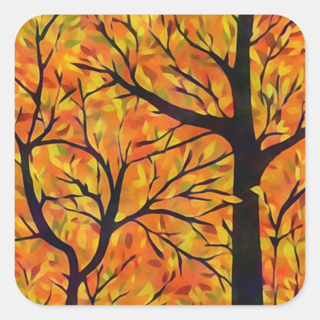 Sticker Carré Arbres d'automne (Devant)