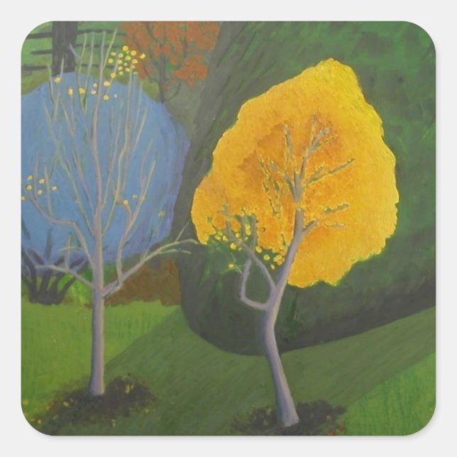 Sticker Carré Arbres d'automne (Devant)