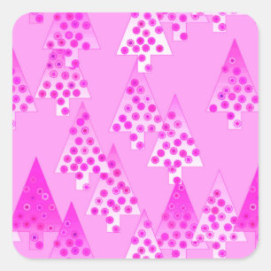 Sticker Carré Arbres de Noël à fleurs modernes - orchidée & viol