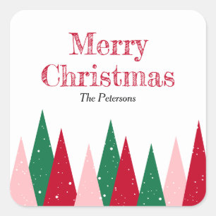 Sticker Carré Arbres de Noël Colorés Mignons Faveur Moderne