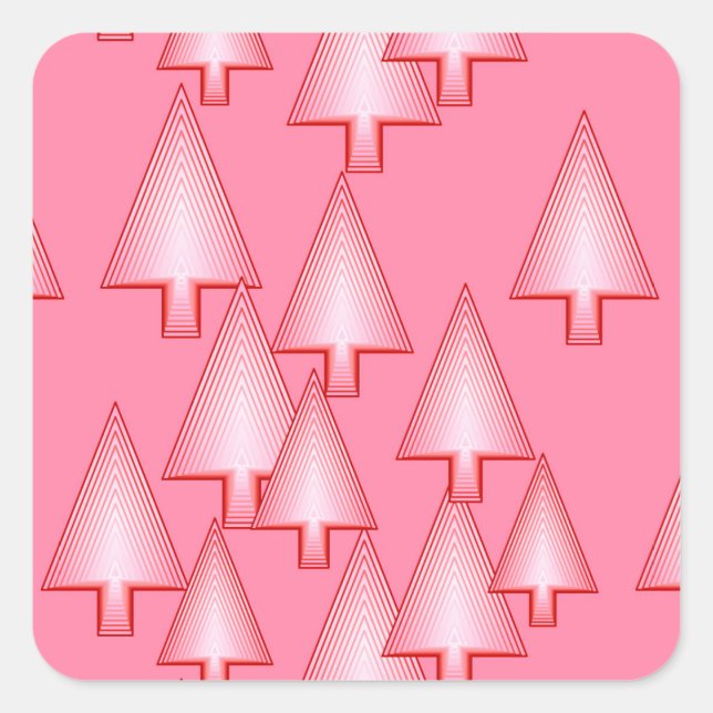 Sticker Carré Arbres de Noël métalliques modernes - corail rose (Devant)