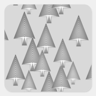 Sticker Carré Arbres de Noël métalliques modernes - gris argenté