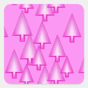 Sticker Carré Arbres de Noël métalliques modernes - rose orchidé