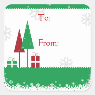 Sticker Carré Arbres de Noël verts