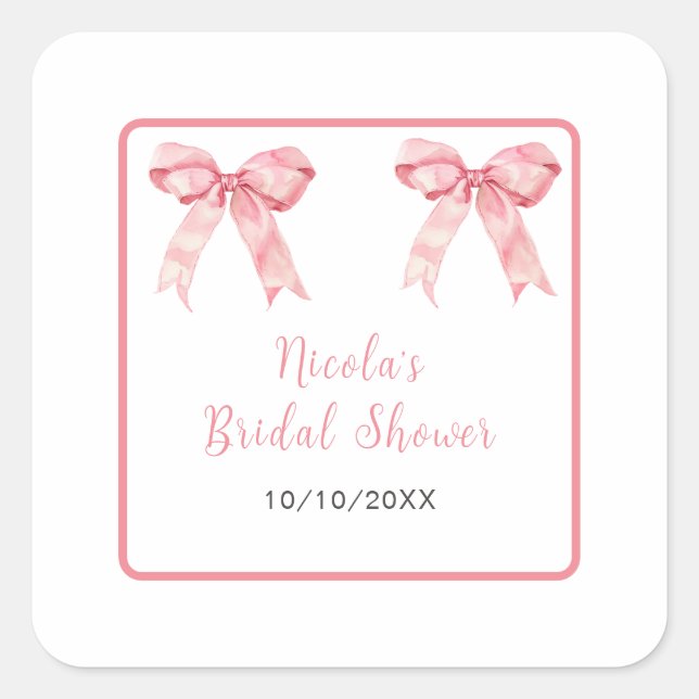 Sticker Carré Arc Bridal Shower Coquette Rose (Devant)