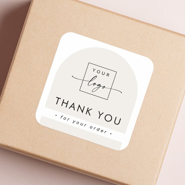 Sticker Carré Arc brun clair merci (Light tan brown arch business thank you square sticker)