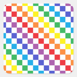 Sticker Carré Arc-en-ciel Checkered