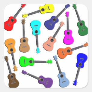 Sticker Carré Arc-en-ciel d'Ukulele