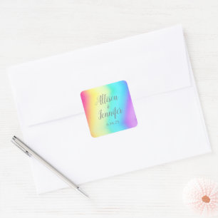 Sticker Carré Arc-en-ciel Fade Joli Couleur Gradient Mariage d'é